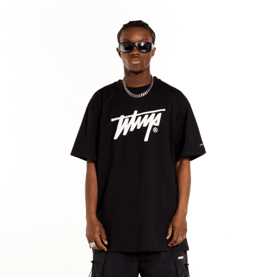 Polera Basic Logo WhatUp Black on White