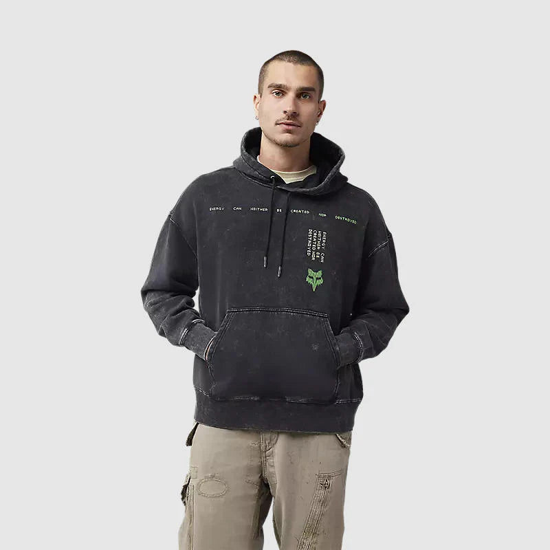 Poleron Lifestyle Canguro Throttle Oversized Negro Fox